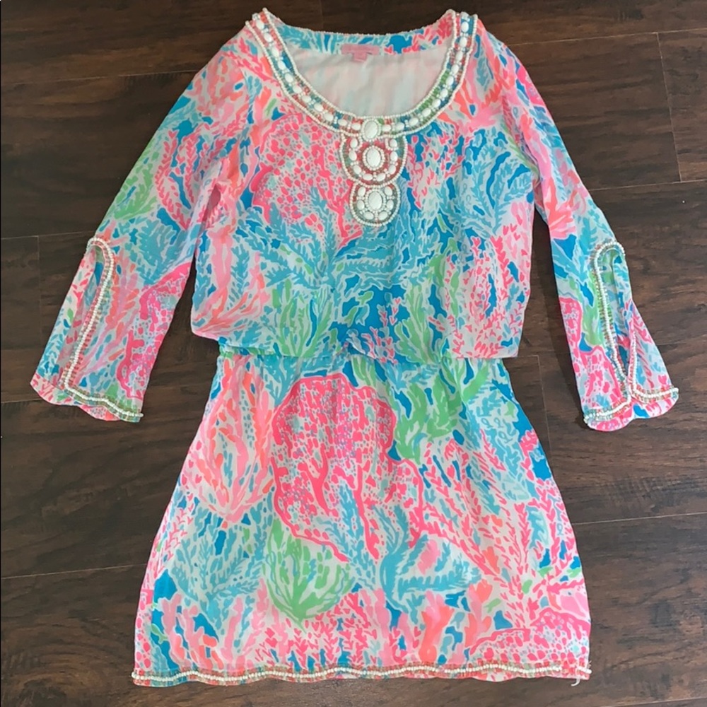 Lilly Pulitzer Lets Cha Cha Delisa Beaded Dress XS